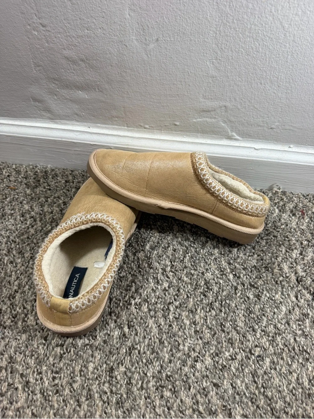 Nautica Kids Light Brown Slip-On Cozy Slippers